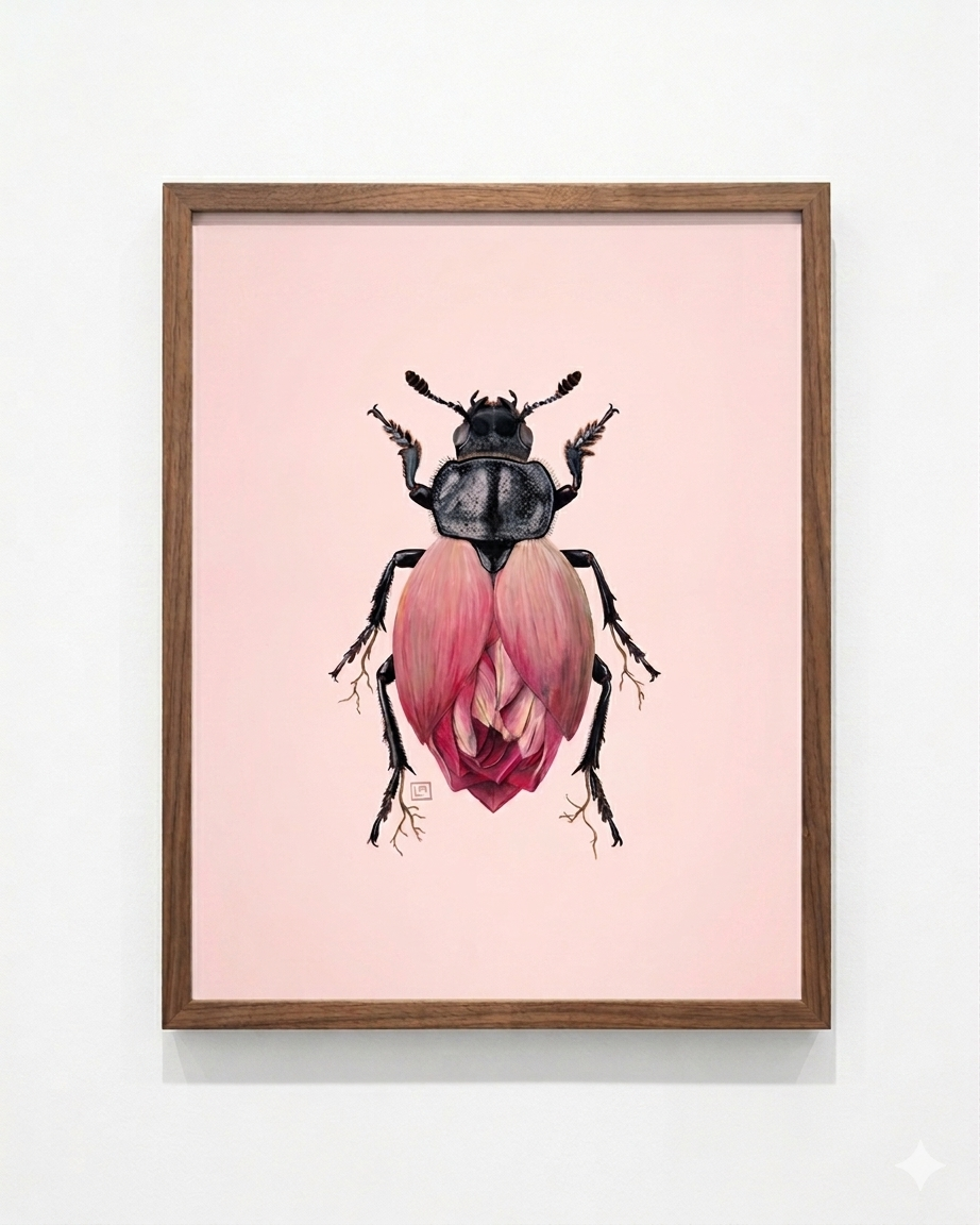 Pink Lotus-Carrion Beetle (art print)