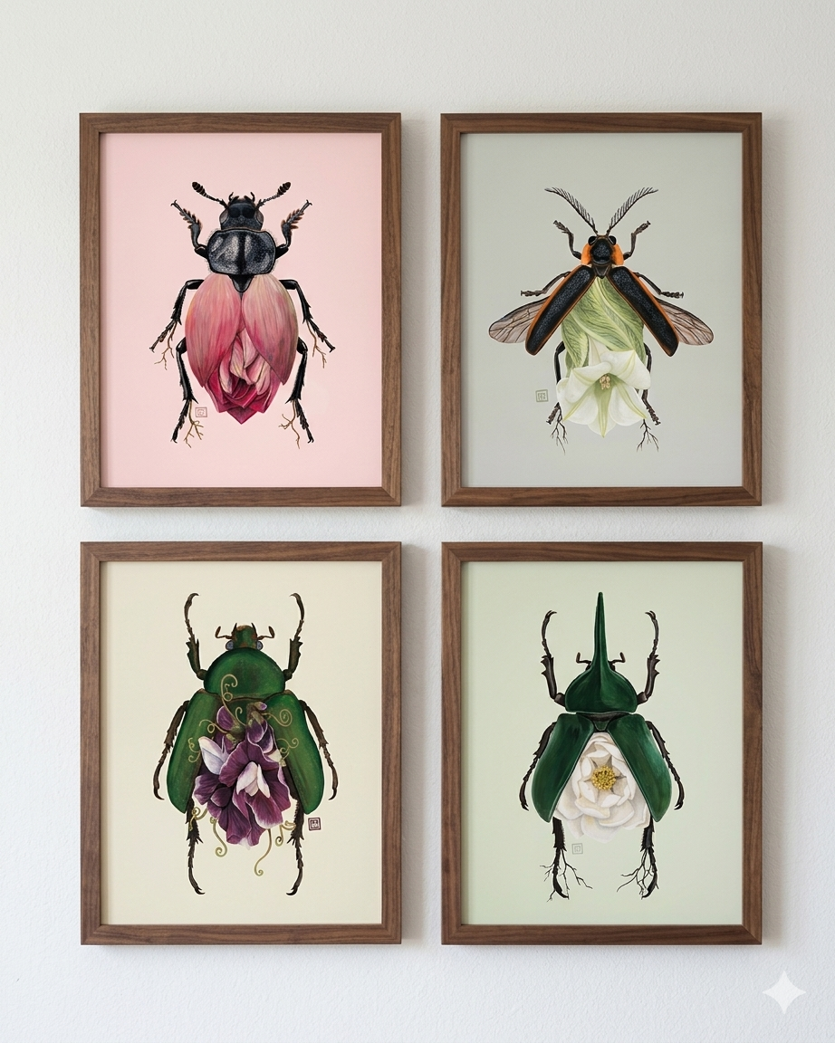 Pink Lotus-Carrion Beetle (art print)