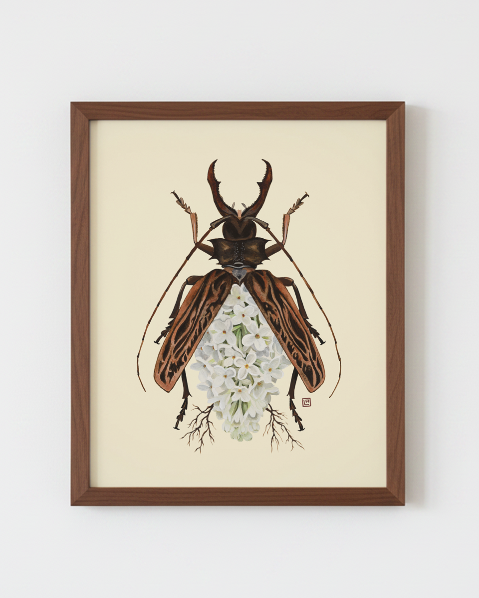 Lilac-Macrodontia Beetle (art print)
