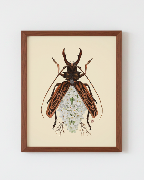 Lilac-Macrodontia Beetle (art print)
