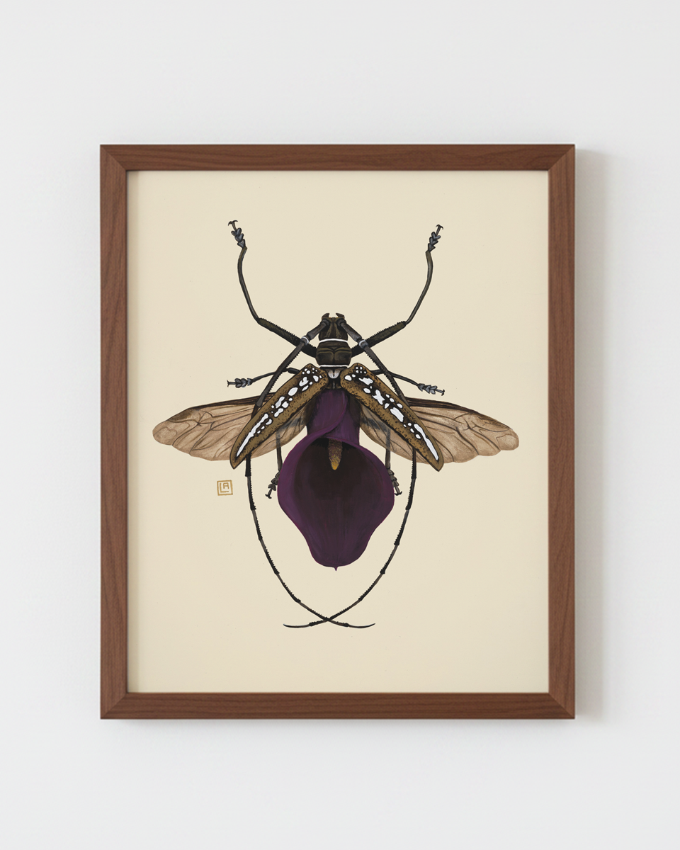 Purple Calla Lily + Longhorn Beetle (art print)