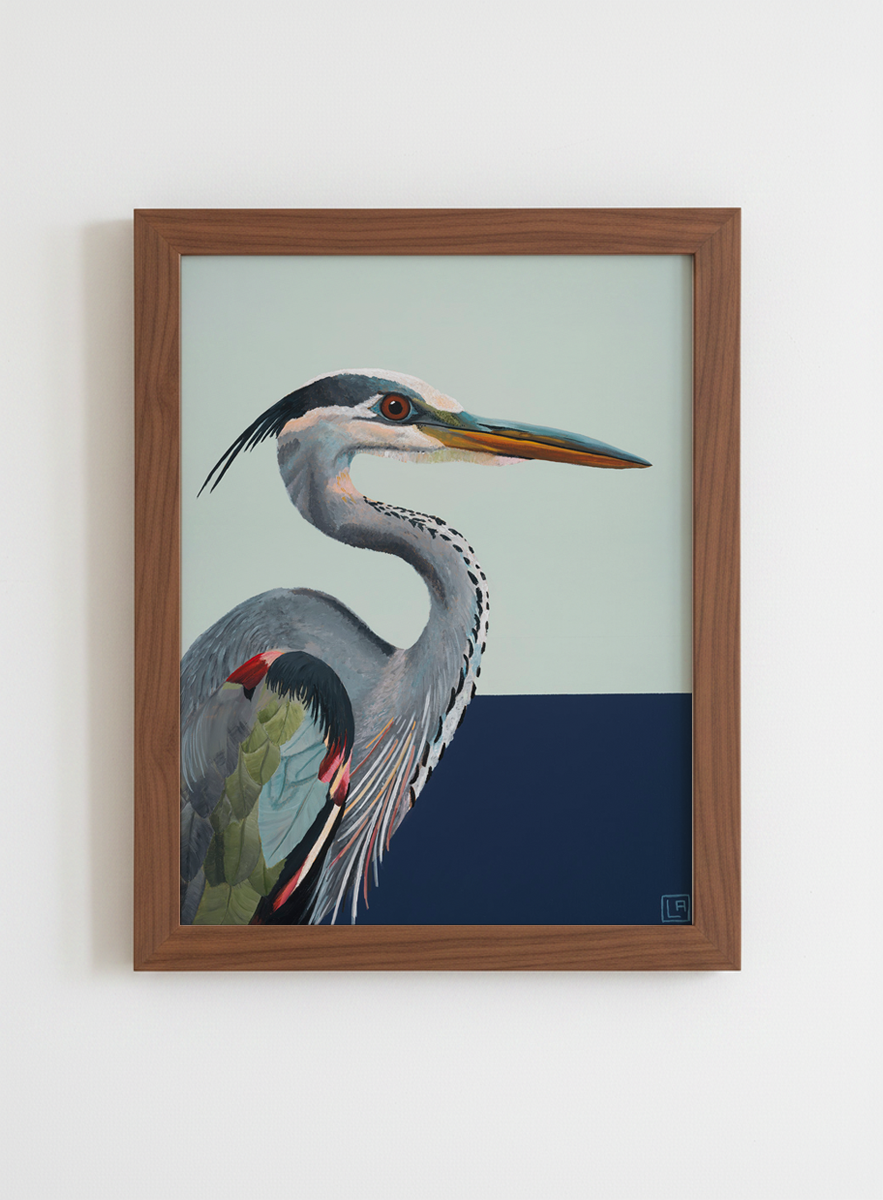 Heron on Navy (art print)