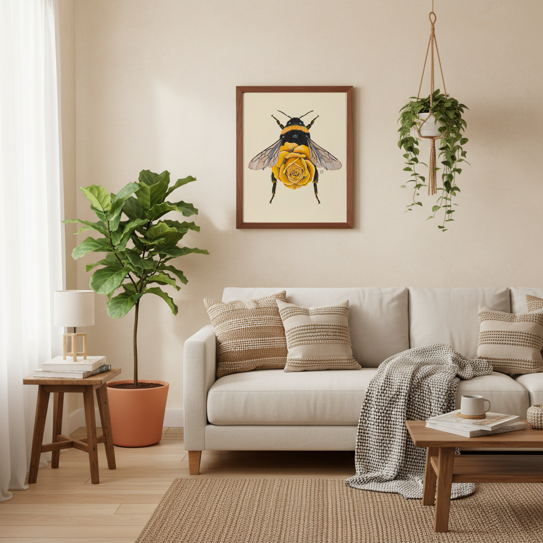 Yellow Rose Bumblebee (art print)