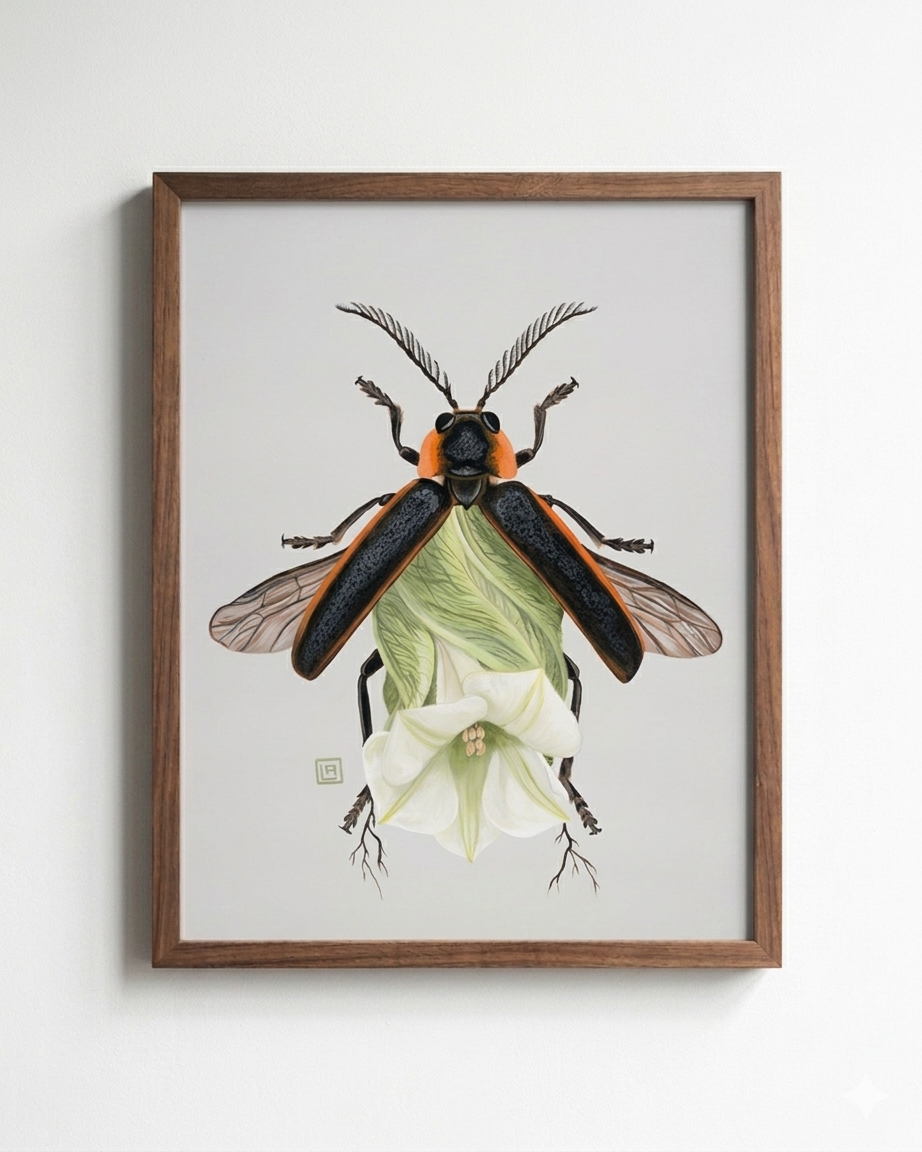 Moon flower-Firefly (art print)