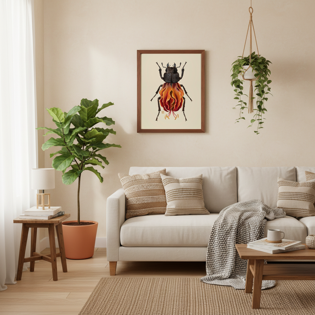 Orange Lily-Stag Beetle (art print)