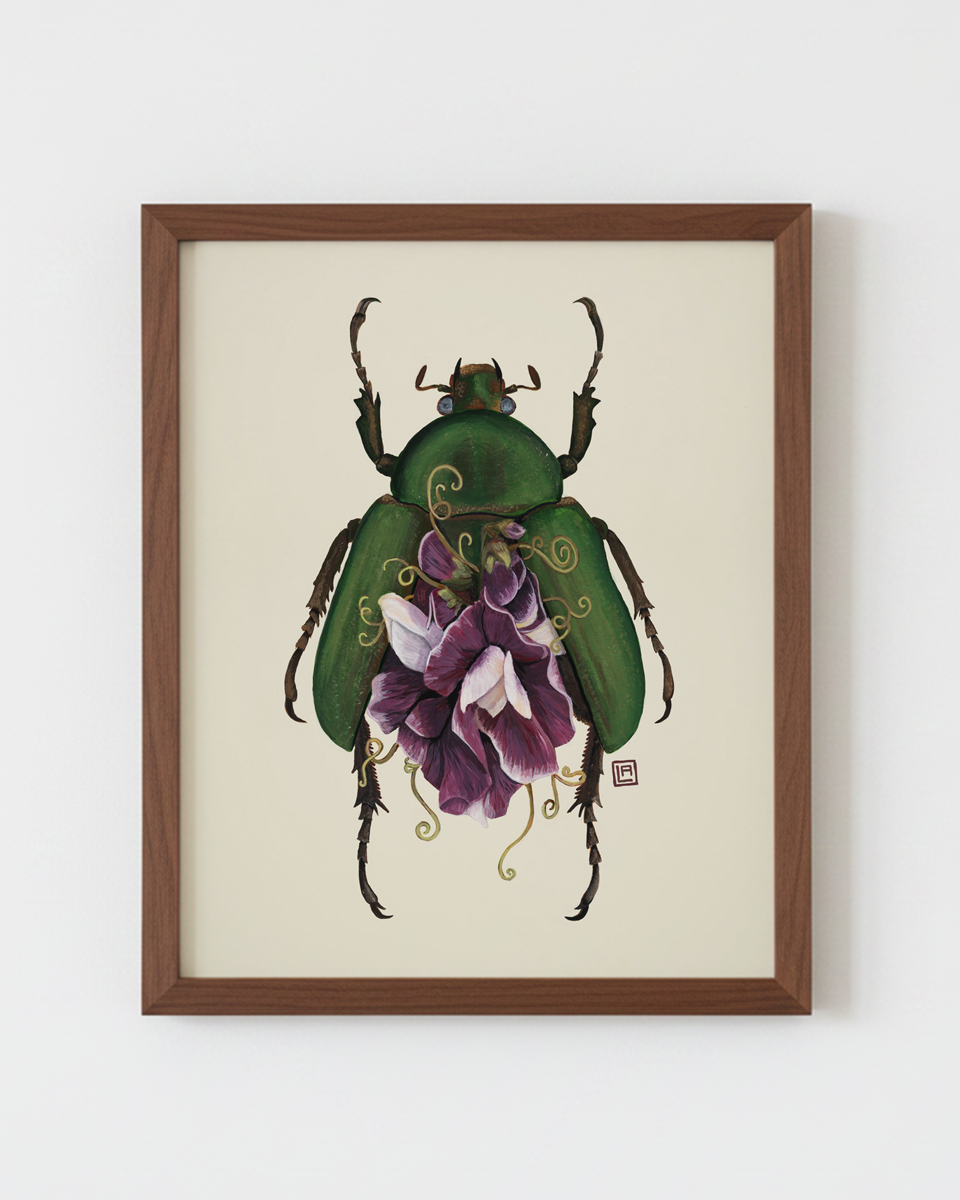 Sweet Pea Flower-June Bug (art print)