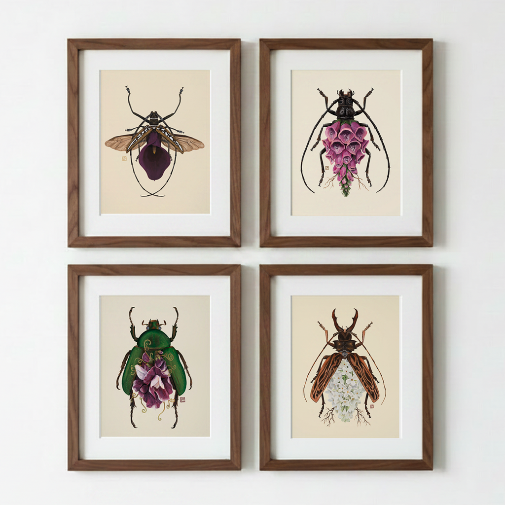 Purple Calla Lily + Longhorn Beetle (art print)