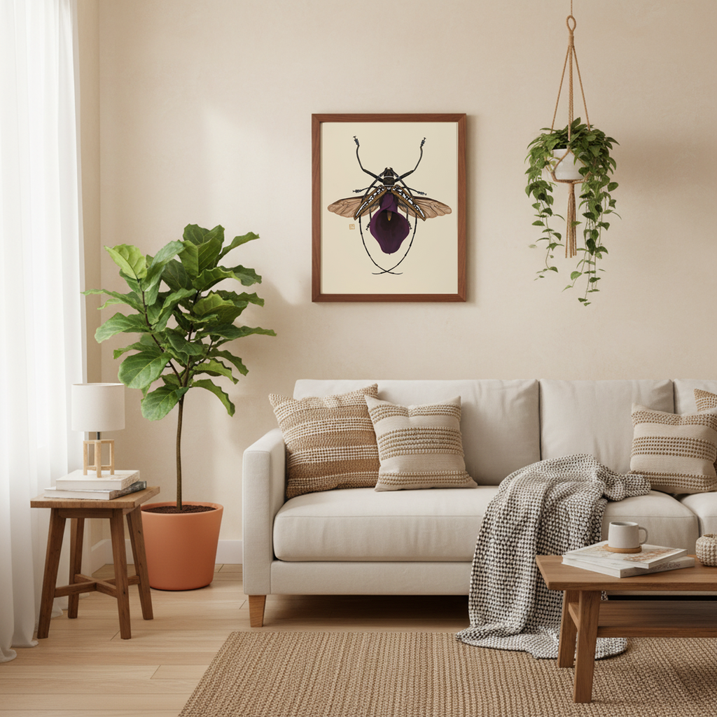 Purple Calla Lily + Longhorn Beetle (art print)