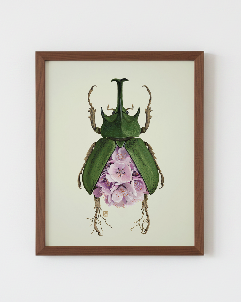 Cherry-Rhinoceros Beetle (art print)
