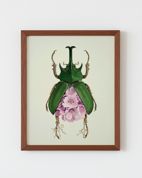 Cherry-Rhinoceros Beetle (art print)