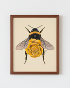 Yellow Rose + Bumblebee (art print)