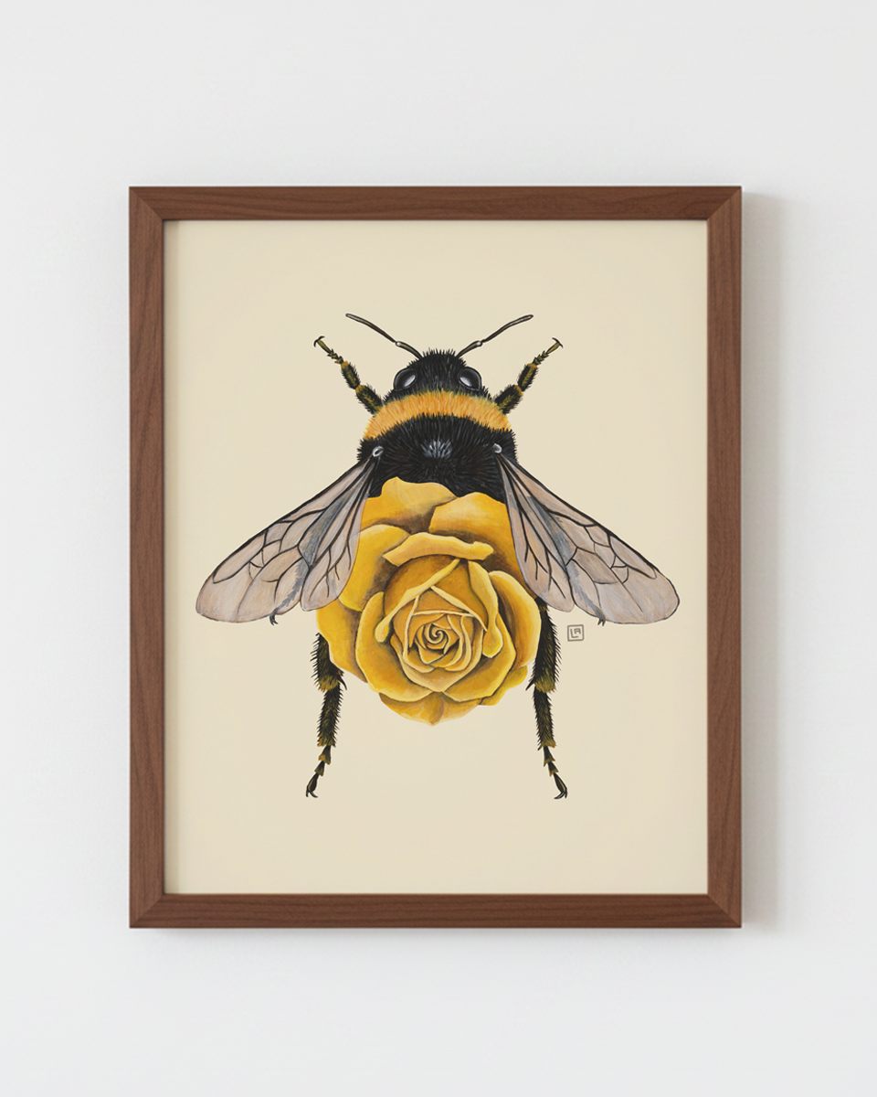 Yellow Rose Bumblebee (art print)
