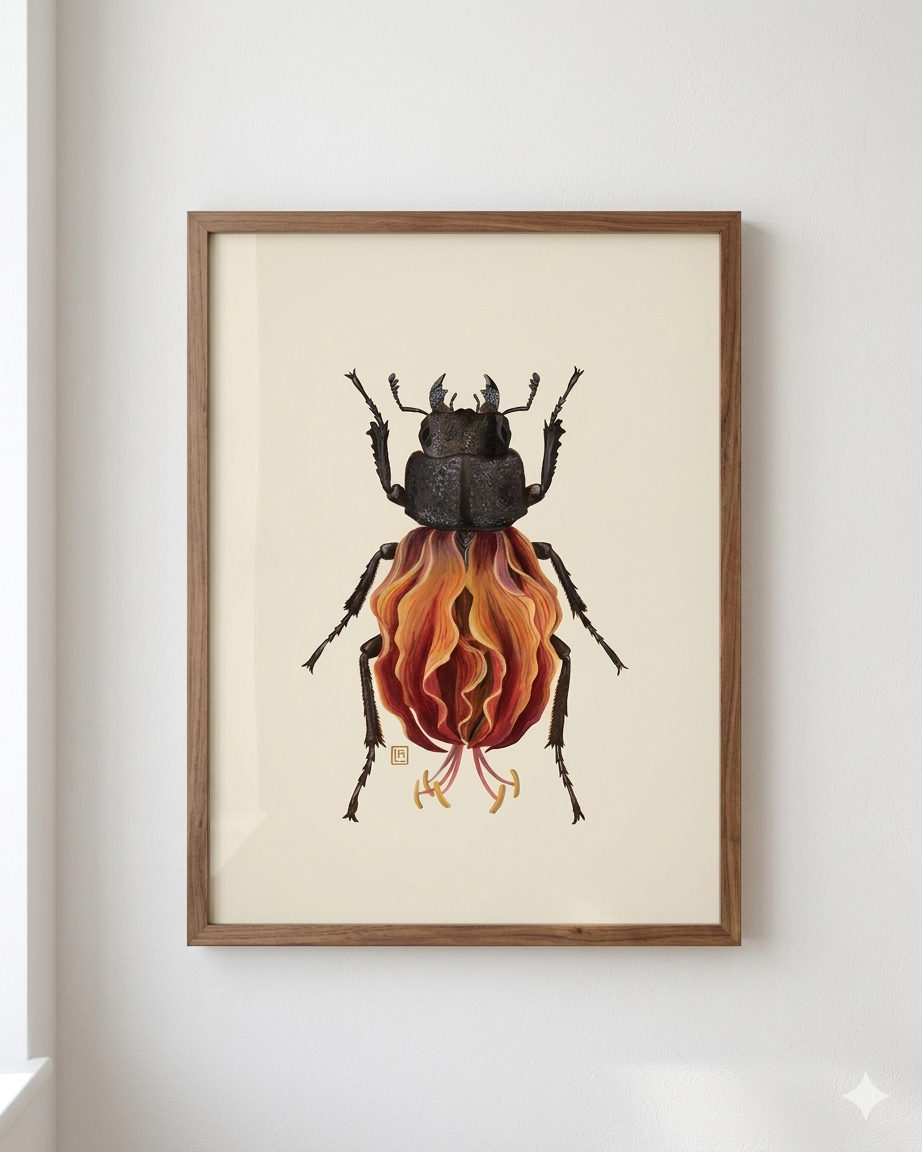 Orange Lily-Stag Beetle (art print)