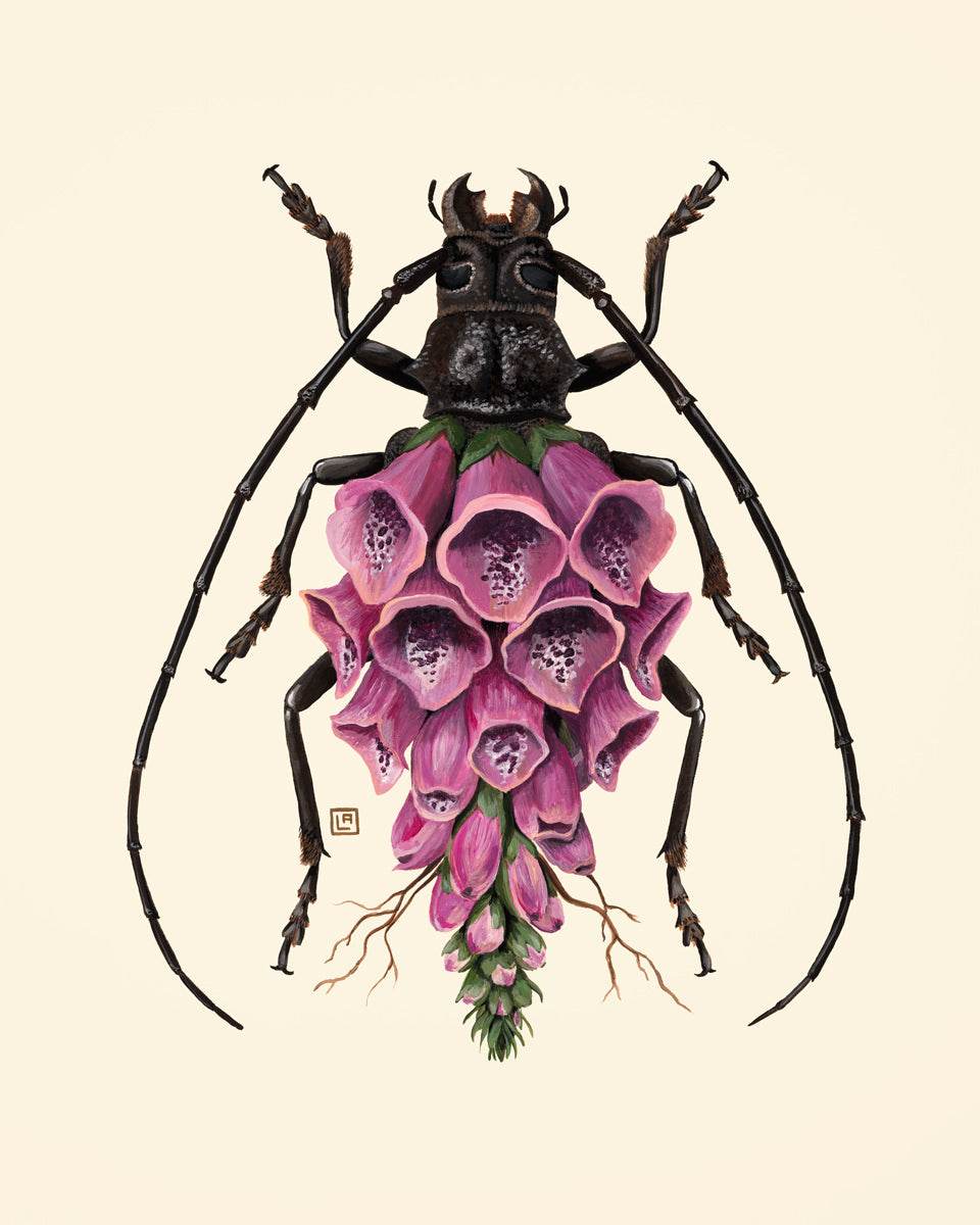 Foxglove-Longhorn Beetle (original painting)