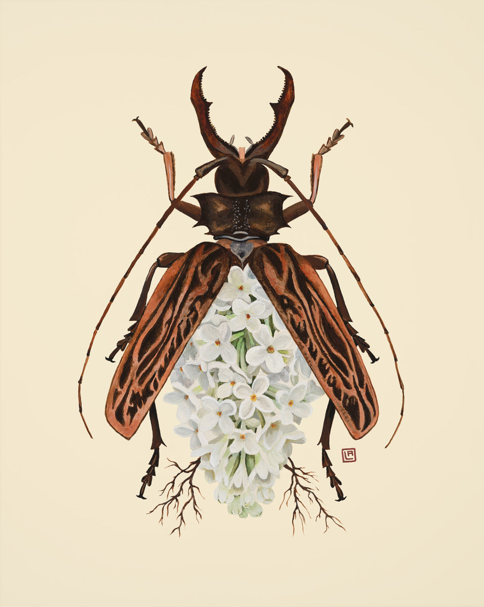 Lilac-Macrodontia Beetle (art print)