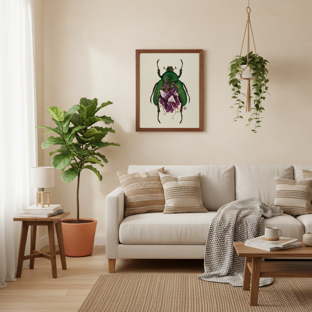 Sweet Pea Flower-June Bug (art print)