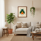 Orange Poppy + Longhorn Beetle (art print)
