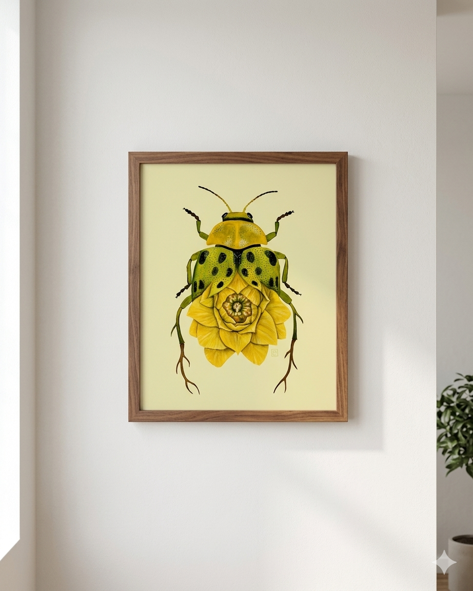 Lotus-Spotted Cucumber Beetle (art print)
