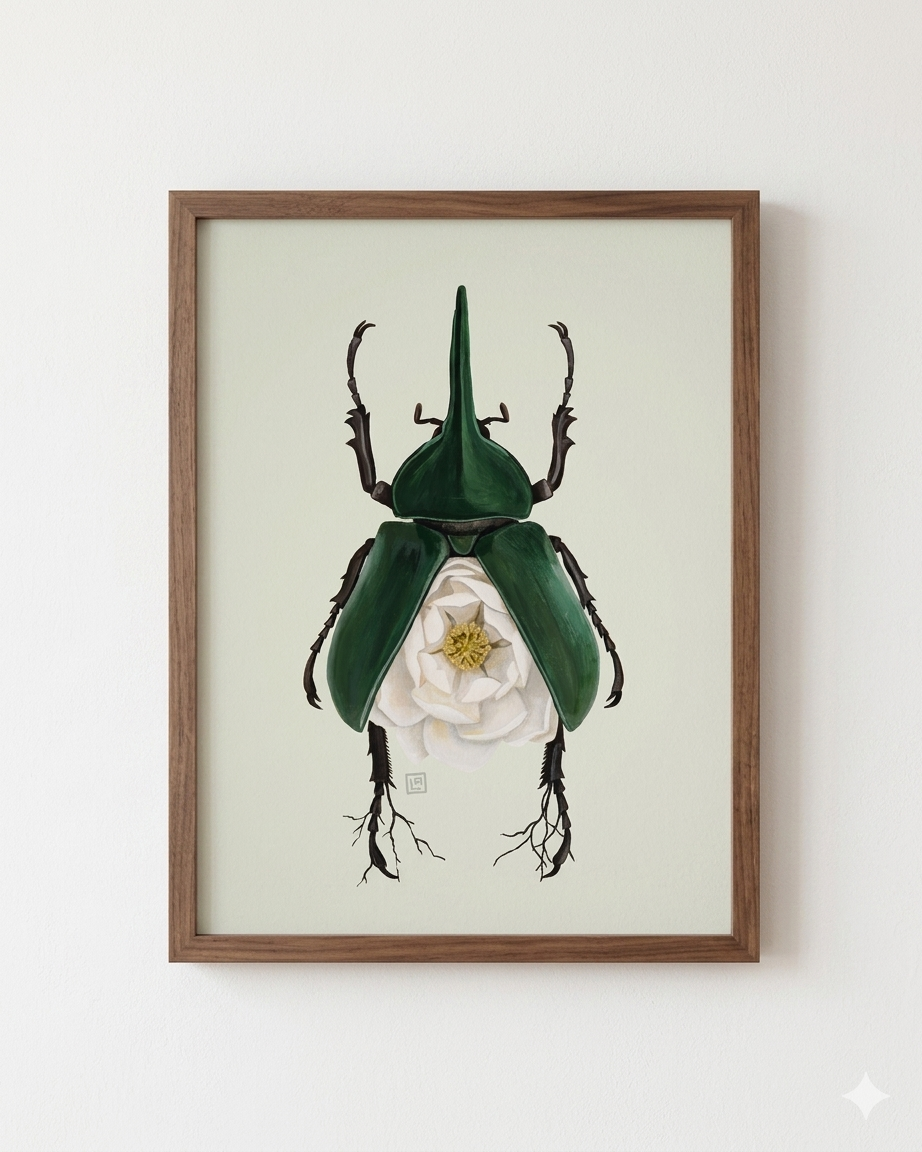 Magnolia-Hercules Beetle (art print)