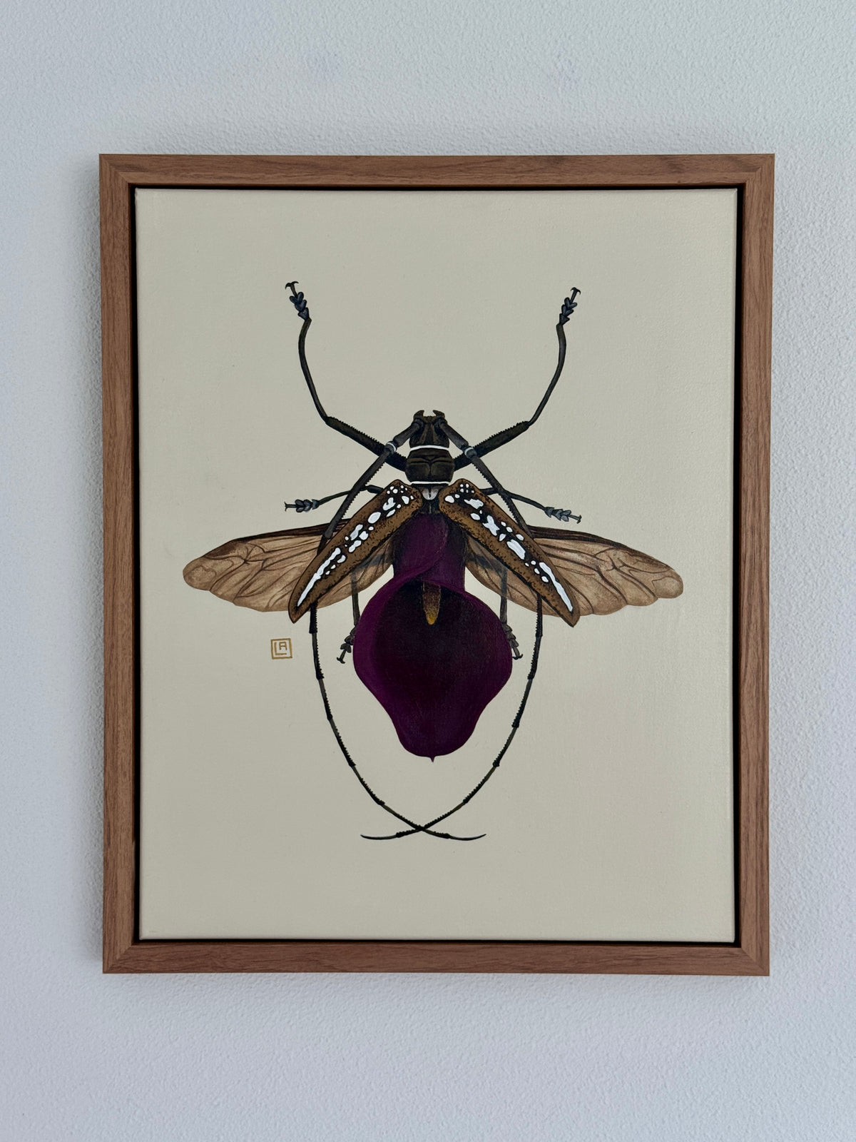 Purple Calla Lily + Longhorn Beetle (original painting)