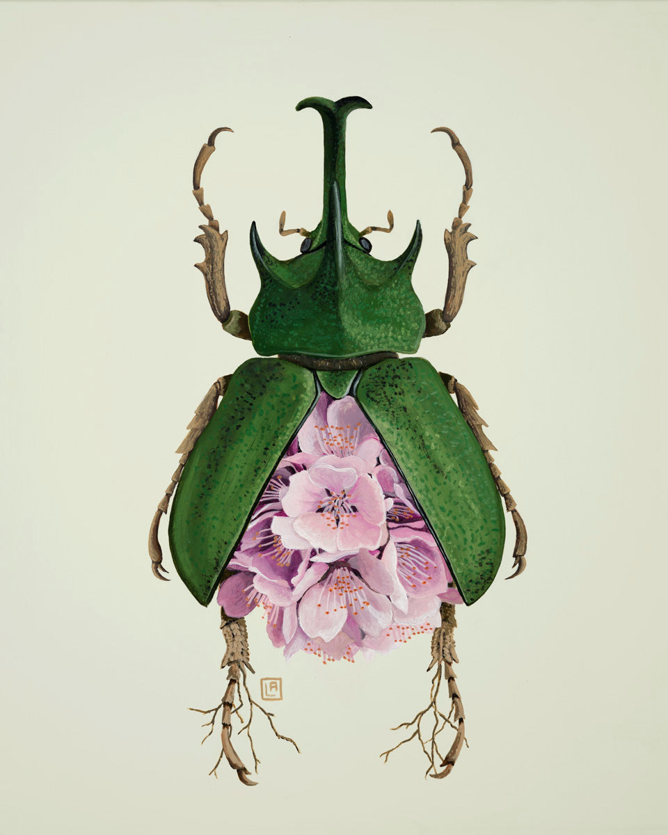 Cherry-Rhinoceros Beetle (art print)
