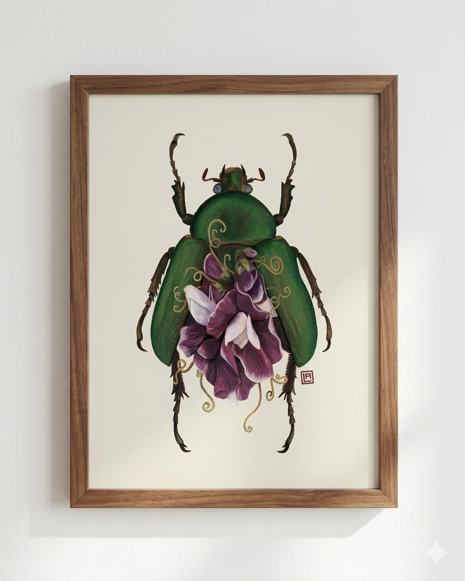 Sweet Pea Flower-June Bug (art print)