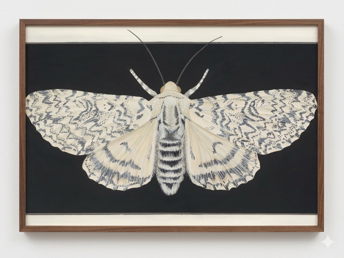White Moth on Black (art print)