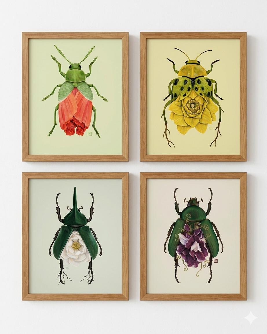 Lotus-Spotted Cucumber Beetle (art print)