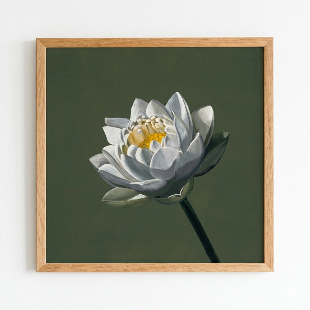 White Lotus on Green (art print)