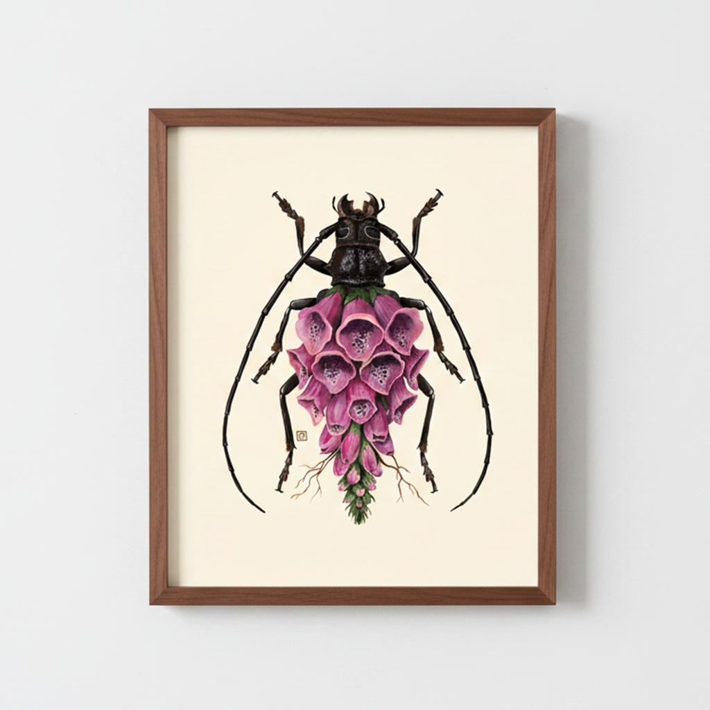 Foxglove-Longhorn Beetle (art print)
