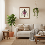 Purple Foxglove + Longhorn Beetle (art print)