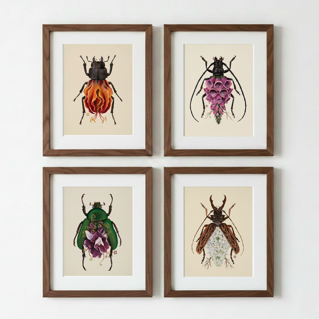 Foxglove-Longhorn Beetle (art print)