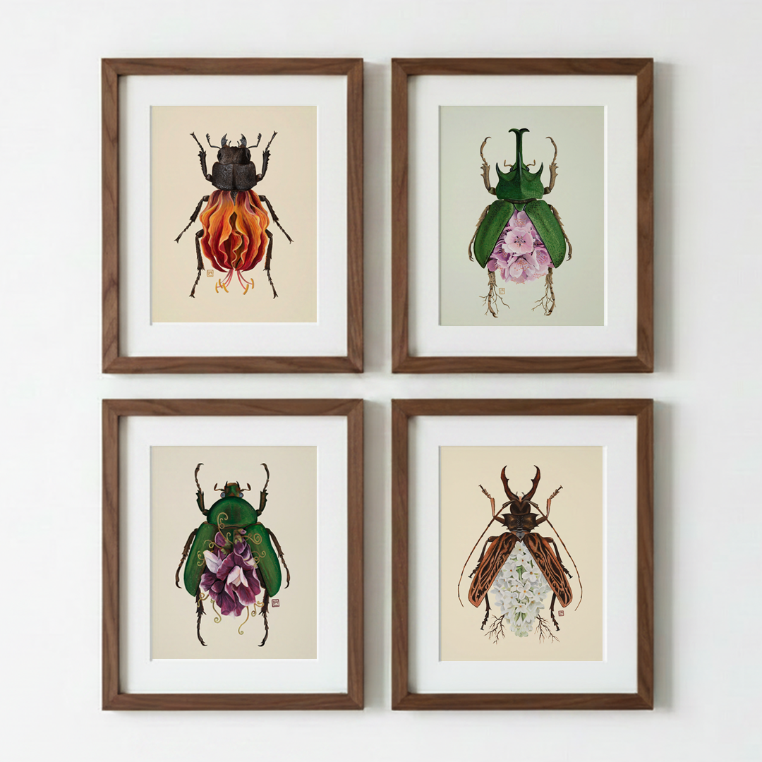 Cherry-Rhinoceros Beetle (art print)