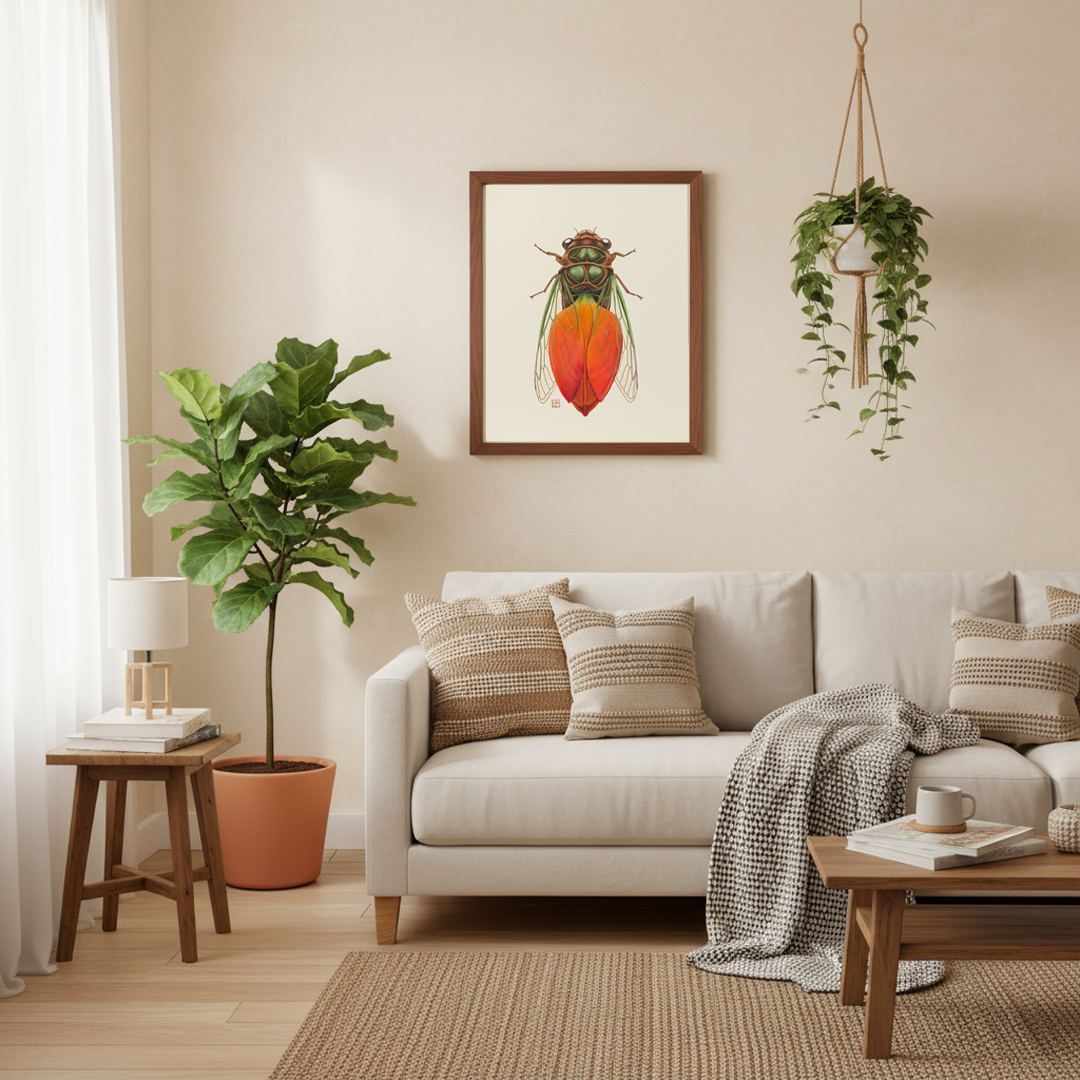 Orange Tulip Cicada (art print)