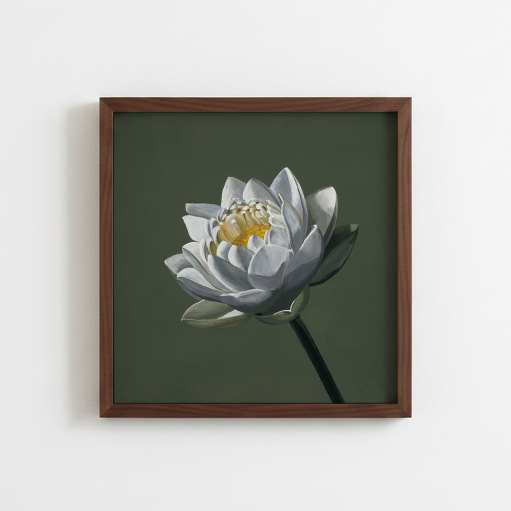 White Lotus on Green (art print)