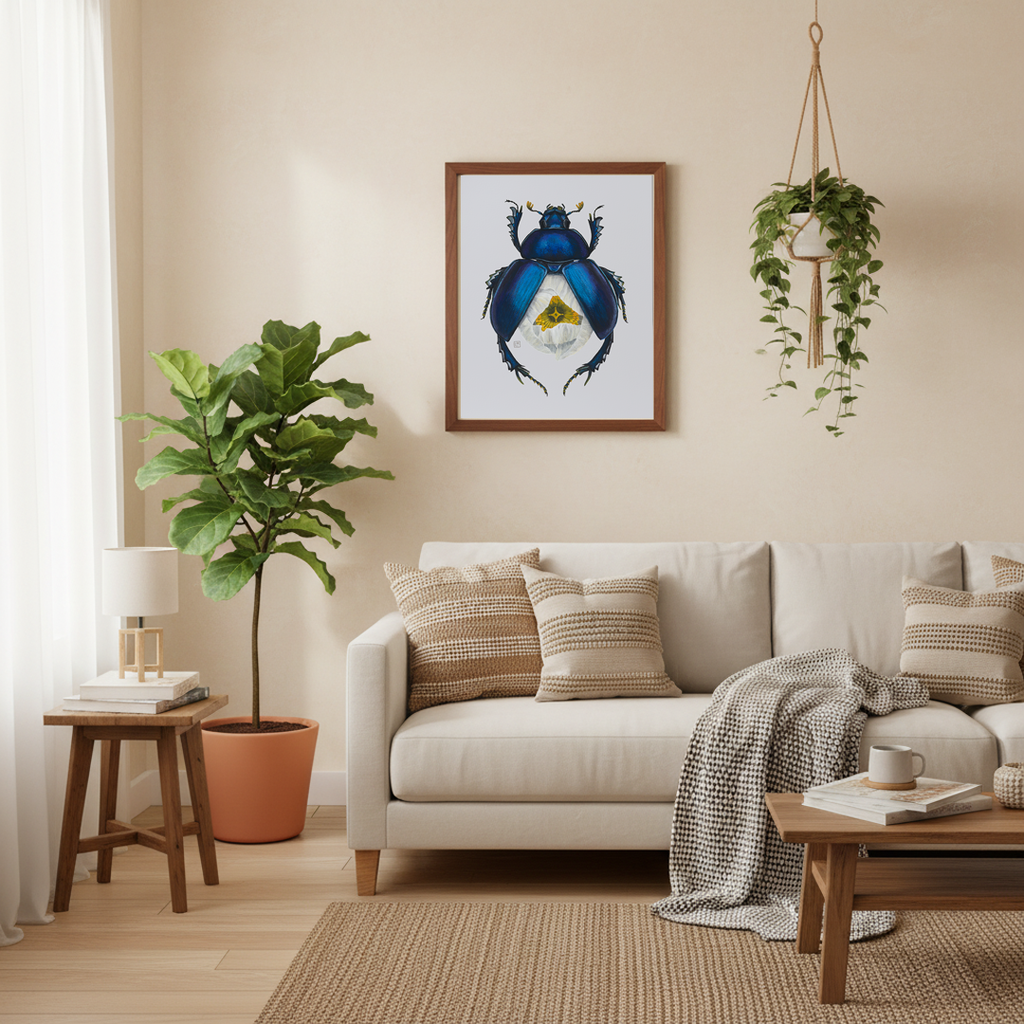 White Poppy + Spring Dor Beetle (art print)