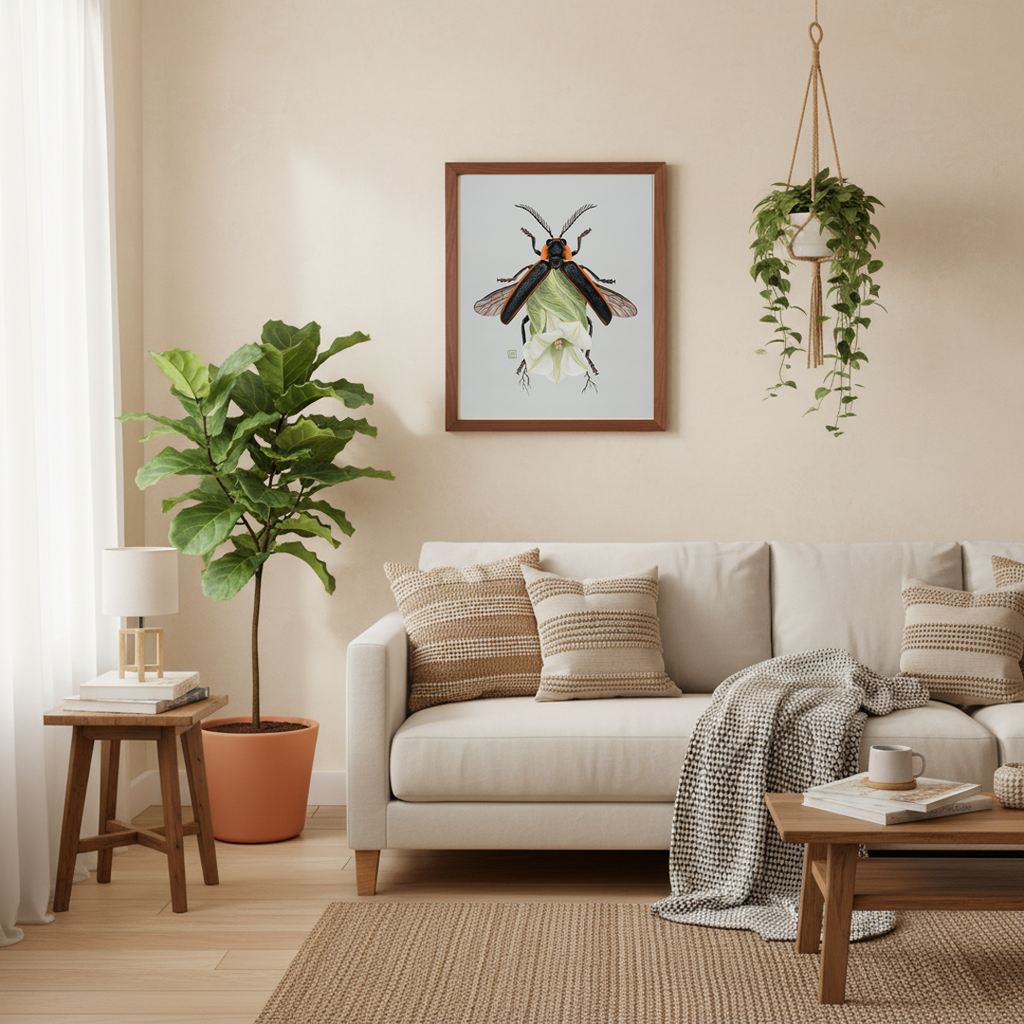 White Moonflower + Firefly (art print)
