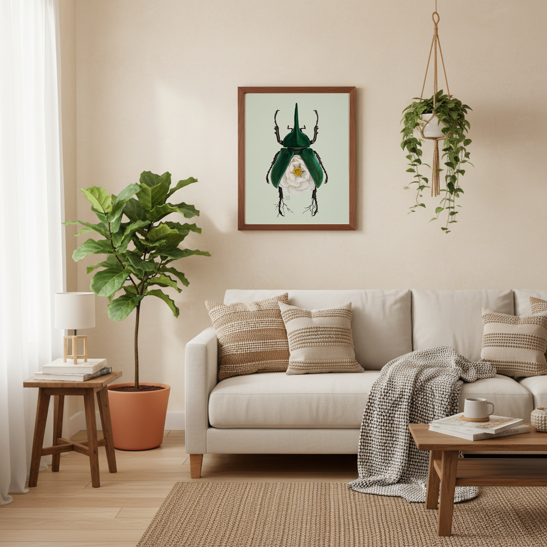Magnolia-Hercules Beetle (art print)