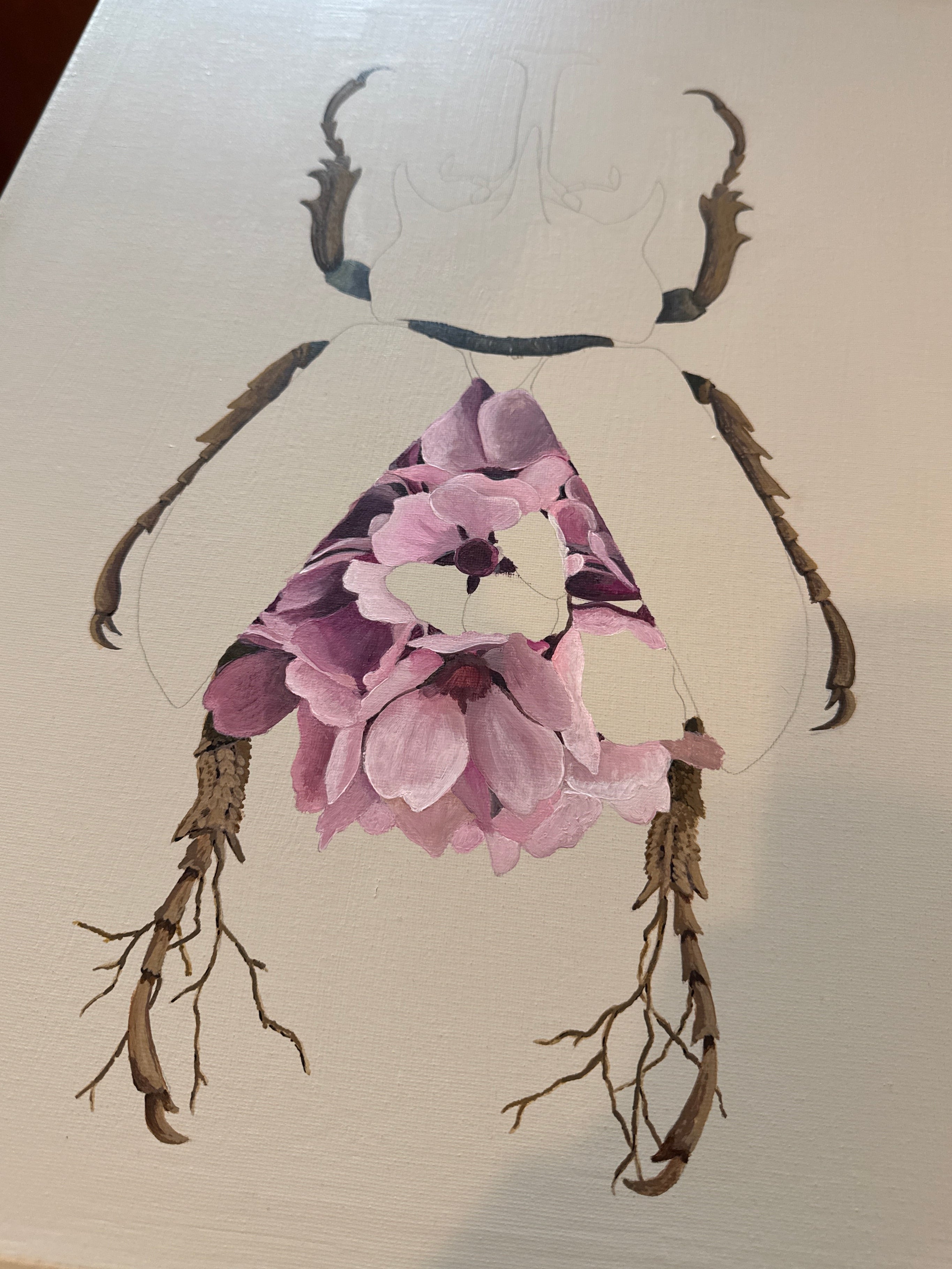 Partially completed painting.